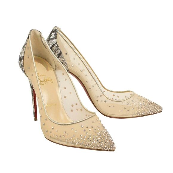 Christian Louboutin NIB Follies Crystal Strass Mesh Glitter Heels Pumps 39.5 NEW - Picture 2 of 7